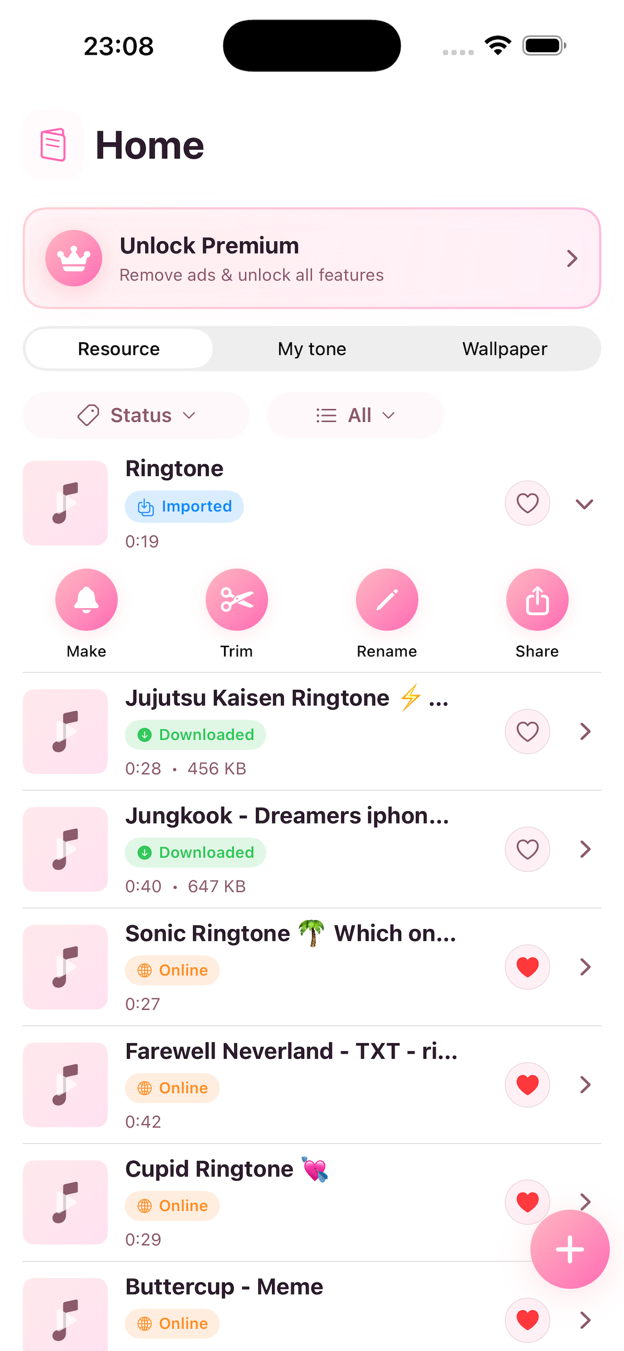 Ringtone App Interface