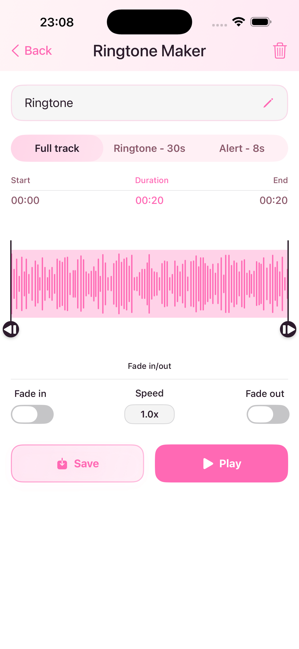 Ringtone App Interface